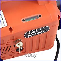 110V Portable Electric Hoist Winch Engine Crane Lifting wired Remote 1100lbs