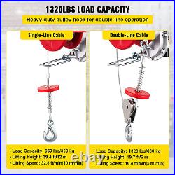 1320LBS Electric Hoist 110V Lift Electric Hoist Mini Electric Winch Crane Remote