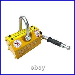 1 PC 400KG Steel Magnetic Lifter Heavy Duty Crane Hoist Lifting Magnet Yellow