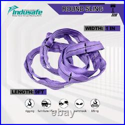 9' Endless Round Lifting Sling Crane Rigging Hoist Wrecker Recovery Strap Purple