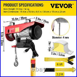 VEVOR Electric Hoist 1100LBS Winch Crane Steel Lift with 6.6ft Remote Control